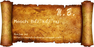 Mesch Bökény névjegykártya